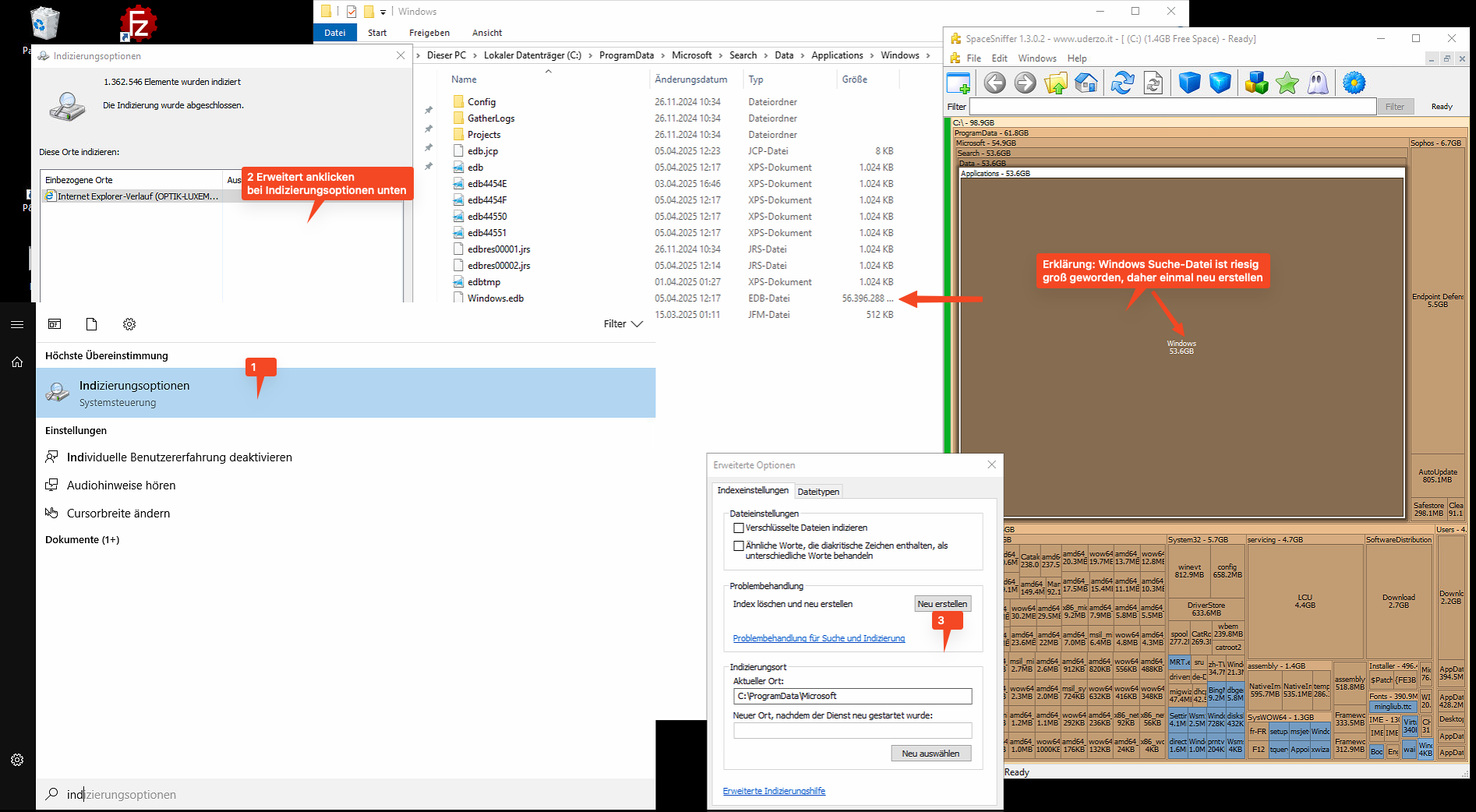 Windows.edb (Windows Suche) macht Laufwerk C: voll