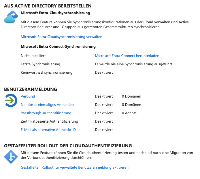 Active Directory Connect (AD Connect) in der Cloud deaktivieren